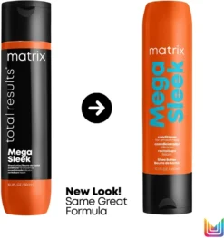 Matrix Mega Sleek -Nue Boutique matrix mega sleek apres shampoing pour cheveux indisciplines et frisottis 1